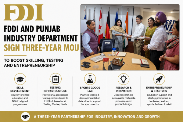 FDDI and Punjab’s Industries & Commerce department signed a three-year MoU to strengthen skilling, testing, research and startups across footwear, sports goods and allied sectors.