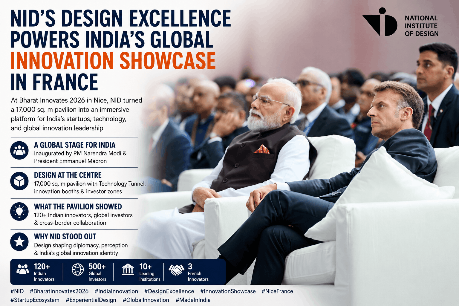 At Bharat Innovates 2026 in Nice, NID turned a 17,000 sq. m pavilion into an immersive platform for India’s startups, technology, and global innovation leadership.
