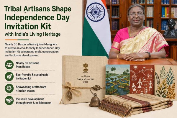 Nearly 50 Bastar artisans joined designers to create an eco-friendly Independence Day invitation kit celebrating craft, conservation and inclusive development.